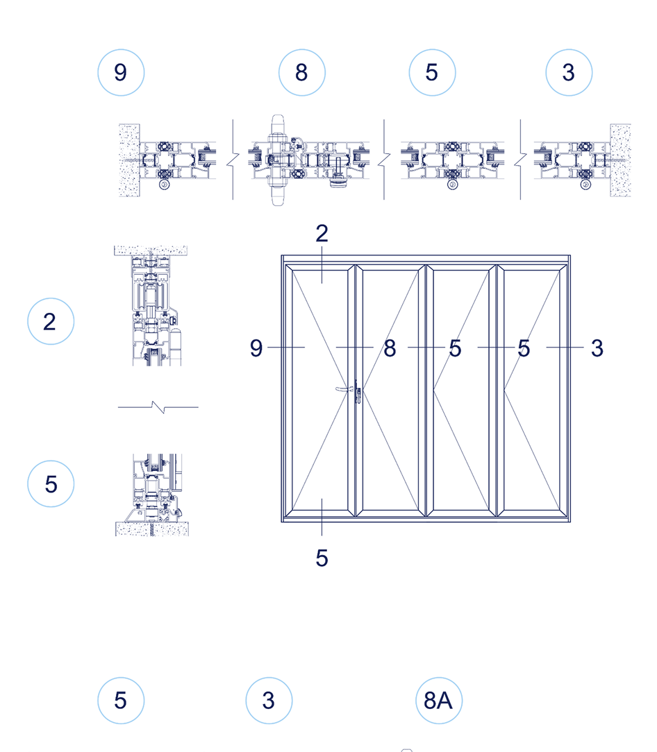 Four operable panels