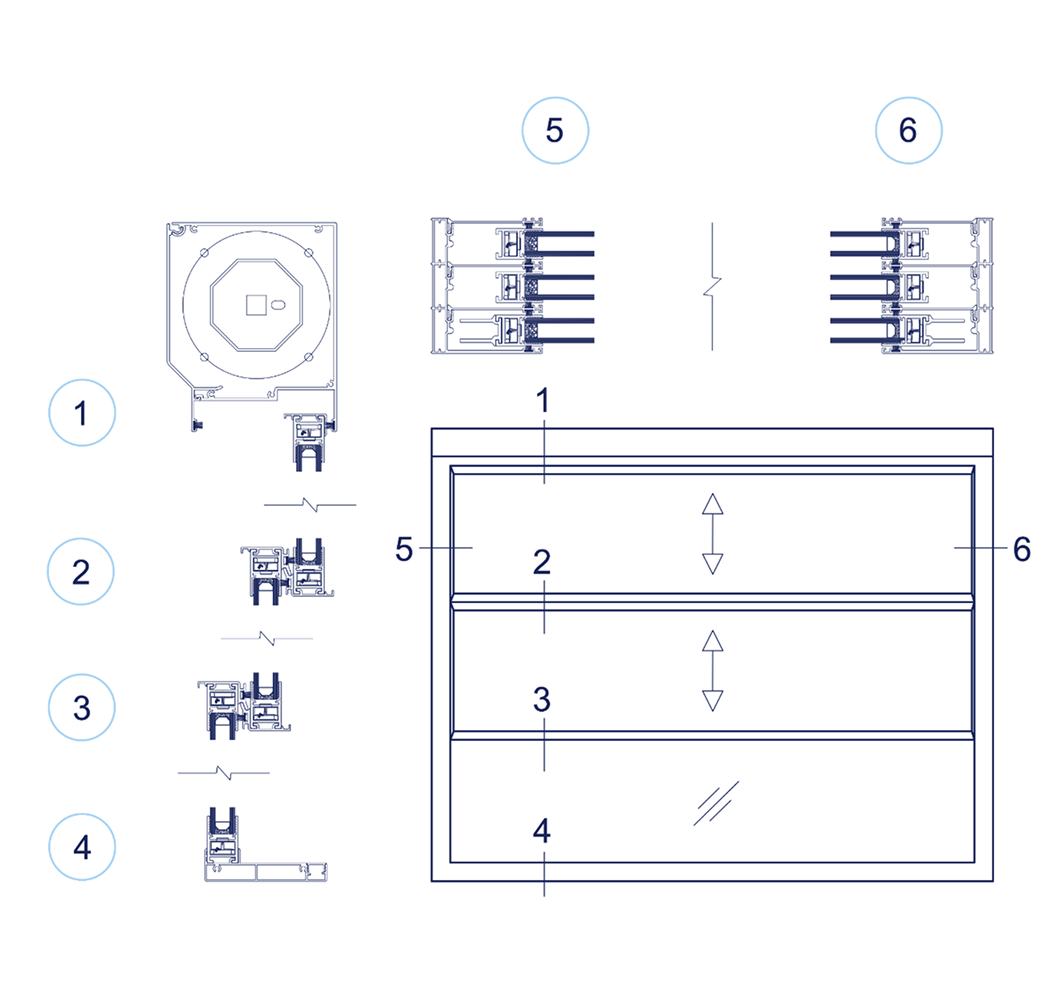 Three operable panels